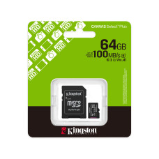 Карта памяти, Kingston, SDCS3/64GB, MicroSDXC 64GB, Canvas Select Plus, A1, U1, V10, c адаптером SD Карта памяти, Kingston, SDCS3/64GB, MicroSDXC 64GB, Canvas Select Plus, A1, U1, V10, c адаптером SD