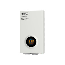 Стабилизатор (AVR), SVC, WL-2000, Мощность 2000ВА/2000Вт, LED-дисплей, Диапазон работы AVR: 140-260В, Вых.: 220В+/-7%, 2 х Schuko, Кабель питания: 1,35м, Белый