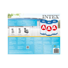 Картриджи для ф-насоса Krystal Clear тип A (III), INTEX, 29003, 10.6 х 20.3 см, 3 шт в наборе, Сменные, Сине-Белый, В пленке