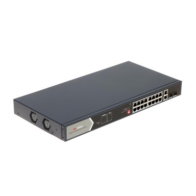 Сетевой коммутатор Hikvision DS-3E0520HP-E Switch 16 port 10/100/1000M 4xGE Hi-PoE, 2xGE Uplink, 2xSFP, PoE 225W, rack