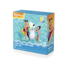 Надувная игрушка для катания верхом Морской котик (Flash N` Splash Seal) 157 х 114 см, BESTWAY, 41479, Винил, Двухкамерная, С ручками, Зелёная, Цветная коробка