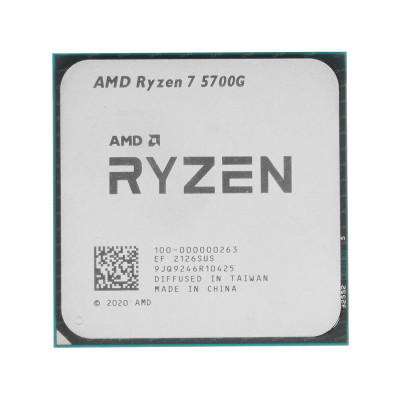 Процессор, AMD, AM4 Ryzen 7 5700G, oem, 4M L2 + 16M L3, 3.8 GHz, 8/16 Core, 65 Вт, Radeon(TM) Graphics