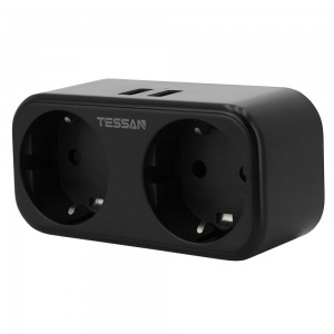 Сетевой фильтр + зарядка Tessan TS-321-DE, Черный 