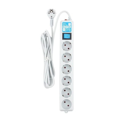 Сетевой фильтр Power Cube Куб SPL(5+1)-16B-P-5M, 5м, Белый 6 розеток, 16A/3.5кВт