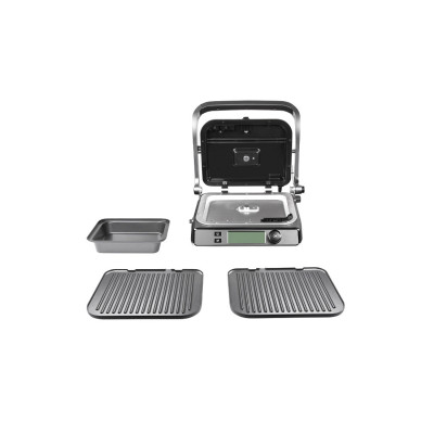 Гриль, Redmond, SteakMaster GM301, 7 программ, Температура нагрева 70-230 °C, Открытие на 180°, Антипригарное покрытие, Размер рабочей поверхности 31.3 х 24.4 см, Электронное управление, Съемные пластины, Серый/металл
