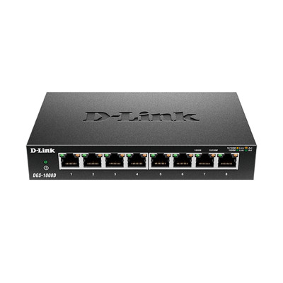 Коммутатор, D-Link, DGS-1008D/K2A, Настольный, неуправляемый, 8 портов 10/100/1000М, Корпус металл