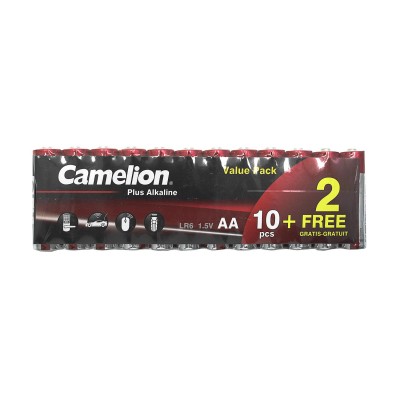 Батарейки Camelion AA (LR6-SP10+2) alkaline Plus, комплект - 12 штук