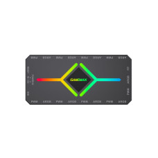 Контроллер подсветки, Gamemax, 1308-1300R0065, V4.0 ARGB+PWM HUB BK, ARGB 5V/3-pin, 9*ARGB 3pin, 1*SATA, 1*temp pwm input, 1*aura sync, Пульт, 118*55*17мм, Черный