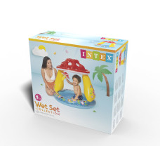 Детский надувной бассейн Mushroom Baby 102 х 89 см, INTEX, 57114NP, Винил, 45 л., 1+. Несъемный тент, Надувной пол, Синий, Цветная коробка