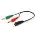 Аудиокабель Cablexpert CCA-418, Черный Cable Audio, 2X3.5mm/m - 3.5mm/f, audio + mic -> 4 pin, 0.2m, black