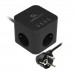 Сетевой фильтр + зарядка Cablexpert CUBE-3-U4-B-1.5, Черный 1.5m, 3 розетки, 10A, 4 USB, switch, Black