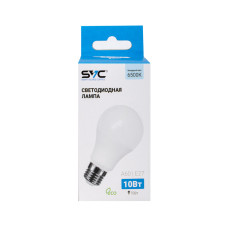 Лампа светодиодная, SVC, LED A60-10W-E27-6500K, Мощность 10Вт, Тип колбы A60, Цвет. температура 6500K, Цоколь E27, Холодный