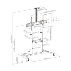 Стойка мобильная, Brateck, TTL03H-610TW, 60"-100",