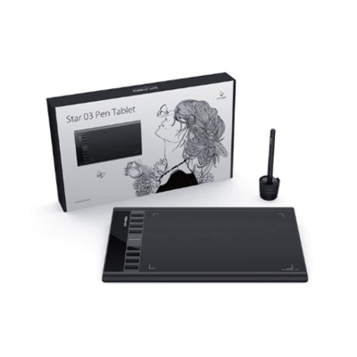 Графический планшет, XP-Pen, Star 03 (V2), Разрешение 5080 lpi, Чувствительность к нажатию 8192, Интерфейс USB, Рабочая область 10"х6", Чёрный