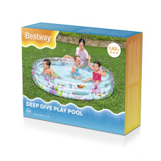 Детский надувной бассейн Deep Dive 183 x 33 см, BESTWAY, 51005, Винил, 480 л., 2+, Прозрачный, Цветная коробка