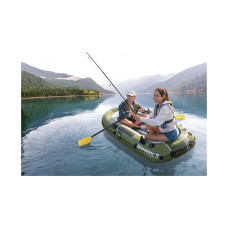 Лодка надувная Seahawk 2 Set 236 х 114 см, INTEX, 66332NP, Винил, 12+, Трёхкамерная, Грузоподъемность до 240 кг., В наборе весла 59623 и насос 68612, Зелёная, Цветная коробка