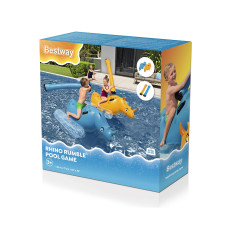 Надувные носороги для сражения на воде (Rhino rumble) 153 х 77 см, BESTWAY, 41522, Винил, 2 шт, Надувые биты в комплекте, Двухкамерный, С ручками, Голубой и Оранжевый, Цветная коробка