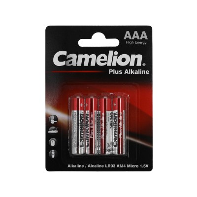 Батарейки Camelion AAA (LR03-BP4) Plus alkaline, комплект - 4 штуки