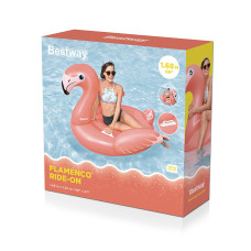 Надувная игрушка для катания верхом Фламинго (Flamenco) 168 х 120 см, BESTWAY, 41526, Винил, С ручками, Розовый,Цветная коробка