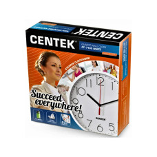Часы настенные, Centek, СТ-7105, 23см диам., Круг, Шаговый ход, Кварцевый механизм, Белый
