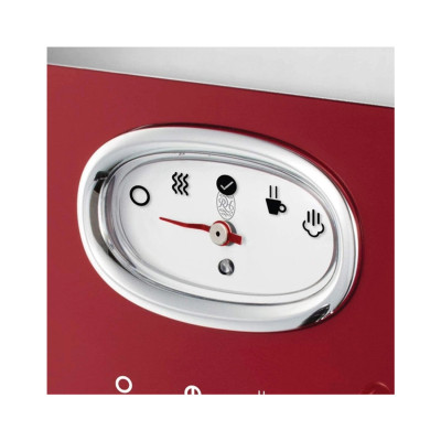 Кофеварка рожковая, Russell Hobbs, 28250-56, Мощность 1300Вт, Молотый тип используемого кофе, Объем 1.1л, Механическое управление, Давление 15 бар, Заваривание, Приготовление на пару, Предварительный нагрев, Красный