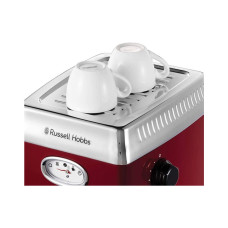 Кофеварка рожковая, Russell Hobbs, 28250-56, Мощность 1300Вт, Молотый тип используемого кофе, Объем 1.1л, Механическое управление, Давление 15 бар, Заваривание, Приготовление на пару, Предварительный нагрев, Красный