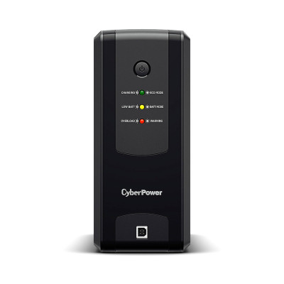 Источник бесперебойного питания, CyberPower, UT1200EG, Мощность 1200ВА/700Вт, UTG-серия, Линейно-интерактивный, Напольный, LED/Rj11/RJ45 1Gb/USB/сухие контакты, AVR: 165-290В, АКБ 12В/5Ач*2 шт., Вых: 4xSchuko, Чёрный