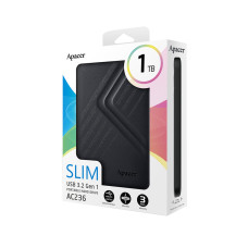 Внешний жёсткий диск, Apacer, AC236, AP1TBAC236B-1, 1TB, 2.5", USB 3.2, Чёрный Внешний жёсткий диск, Apacer, AC236, AP1TBAC236B-1, 1TB, 2.5", USB 3.2, Чёрный