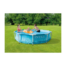 Каркасный бассейн Beachside Metal Frame 305 х 76 см, INTEX, 28208NP, Винил, 4485 л., Стальной каркас, Ф-насос 28602 (1250л/ч), Принт морской волны, Цветная коробка