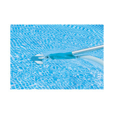 Набор для чистки бассейна Deluxe Pool Maintenance Kit, INTEX, 28003, Пластик/Алюминий, Насадка-сачок, Насадка-щетка , Насадка-пылесос с шлангом 750см и набором насадок, Телескопическая ручка 279 см., Сине-Белый, Цветная коробка