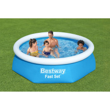 Семейный надувной бассейн Fast Set 244 х 61 см, BESTWAY, 57448, Винил, 1880 л., Голубой, Цветная коробка