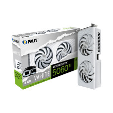 Видеокарта, PALIT, RTX5060Ti WHITE OC 8GB (4710562245660), (NE7506TU19P1-GB2062M), GDDR7, 128bit, 3-DP, HDMI, 291.9*116.6*41.3 мм, Цветная коробка