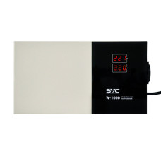 Стабилизатор (AVR), SVC, W-1000, Мощность 1000ВА/1000Вт, LED-дисплей, Диапазон работы AVR: 140-260В, Вых.: 220В+/-7%, 1 х Schuko, Кабель питания: 1,35м, Габариты: 290*160*65, Черно-белый