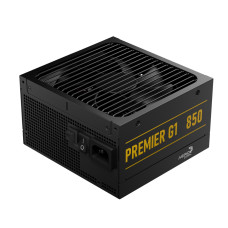 Блок питания, Aerocool, PREMIER G1, 850W, ATX 3.1, Gold, APFC, 20+4pin, 2*4+4pin, 8*Sata, 2*Molex, 3*PCI-E 6+2pin, 12V-2X6, Модульный, Вентилятор 13,5 см, Кабель питания, Чёрный