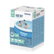 Семейный надувной бассейн Fast Set 366 х 76 см, BESTWAY, 57273, Винил, 5377 л., Голубой, Цветная коробка