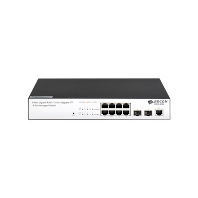 Коммутатор, BDCOM, S2500-8T2S, Управляемый L3-lite, 8 портов 10/100/1000M RJ45, 2 порта 1000М SFP, Без вентилятора, Настольный/стоечный