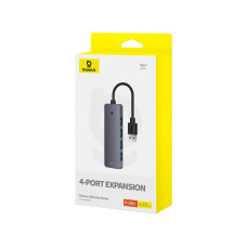 Концентратор, Baseus, UltraJoy Series 4-Port (B0005280B811-10), USB-A to USB 3.0*4+USB-C 5V, Серый