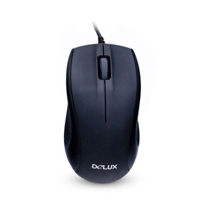 Компьютерная мышь, Delux, DLM-375OUB, Оптическая, 800dpi, USB, Длина кабеля 1.6 метра, Размер:109.6*60.5*37.5 мм., Чёрный