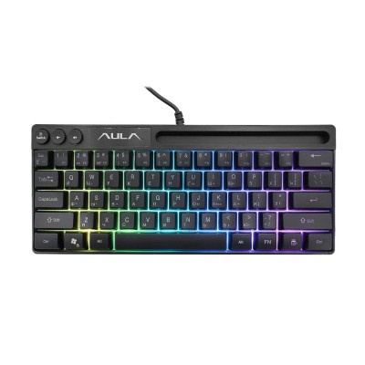 Клавиатура USB, Aula Wind F3061 KeyBoard membrane, 61 keys, RGB backlit, black