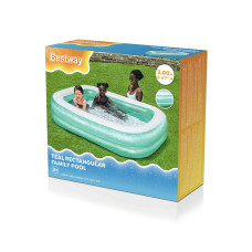 Семейный надувной бассейн Teal Rectangular 201 х 150 х 51 см, BESTWAY, 54005, Винил, 450 л., 6+, Сливной клапан, Лазурный матовый, Цветная коробка