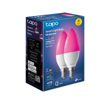 Умная многоцветная WiFi лампа, Tp-Link, Tapo L430C(2-pack), 2.4 ГГц, Диммируемая, 470 Lumens, 2500-6500 K, B38, E14.