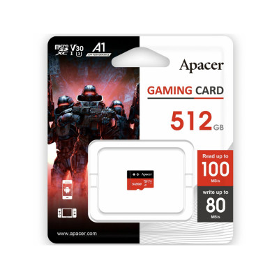 Карта памяти, Apacer, AP512GMCSX10U7-RAGC, MicroSDXC 512GB