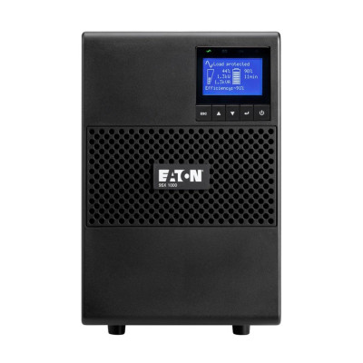 Источник бесперебойного питания, Eaton, 9SX1000I, Онлайн, Напольный, Мощность 1000ВА/900Вт, Диапазон работы AVR: 190-276В (с возможностью регулировки до 120-276В), Бат.: 12В/9 Ач*3шт., Чистая синусойда, 6 вых.: 6 IEC C13 (10А), Smart, USB-B, RS232, SNMP с