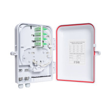 Коробка распределительная оптическая, А-Оптик, FTTH-FD-208-16, укомплектованная SC/APC, Настенный, Пластик, Белый