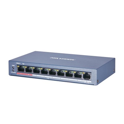 Сетевой коммутатор Hikvision DS-3E0109P-E/M(B) Switch 8 port 10/100M 8xGE PoE, 1xRJ45 GE Uplink, PoE 60W, desktop