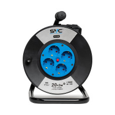 Удлинитель на катушке, SVC, GS-22M, 4 розетки, 22 метров, 3500W, 240В, 16A, 3x1.5mm, Защита от детей, Чёрный