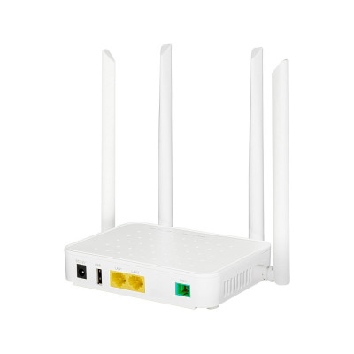 Абонентский терминал ONU, BDCOM, GP1705-2G v1, 1xGPON/EPON порт (SC/APC), 2xGE LAN порта, WI-FI 802.11a/b/g/n/ac, AC1200, пластиковый корпус, 4 внешних антенны DC12V/1,5 A внешний адаптер