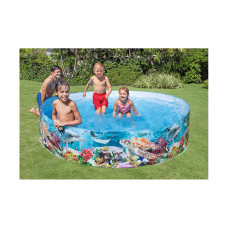 Детский бассейн с жёсткой стенкой Deep Blue Sea 244 х 46 см, INTEX, 58472NP, Винил, 2040 л., 3+, Бело/голубой, Цветная коробка