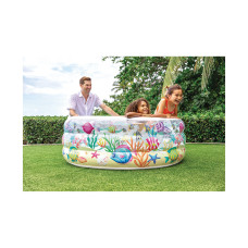 Детский надувной бассейн Fishy Fun 152 х 56 см, INTEX, 58480NP, Винил, 360л., 6+, Надувное дно, Белый, Цветная коробка