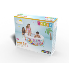 Детский надувной бассейн Fishy Fun 152 х 56 см, INTEX, 58480NP, Винил, 360л., 6+, Надувное дно, Белый, Цветная коробка